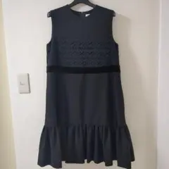 極美品✨フォクシー ワンピース レース ベロア ノースリーブ ギャザー 38