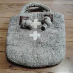 ウールフェルト グレー ミニトートバッグ☆極可愛い最終お値下げしました