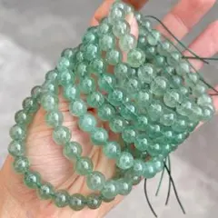 G-173★天然石 グリーンストロベリークォーツブレスレット グリーン