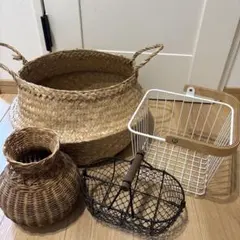 バスケット　ラタン　かごセット　IKEAなど