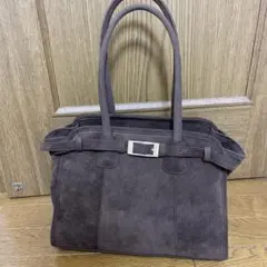 ダークブラウン スエード トートバッグ