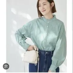 【匿名配送】フリルバンドカラーシャツ　ロペピクニック