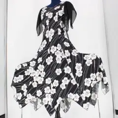 【美品 社交ダンス衣装】ワンピース ドレス 黒 白 モノトーン かわいい 可愛い