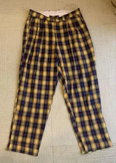 チェック柄カジュアルパンツ　イエロー