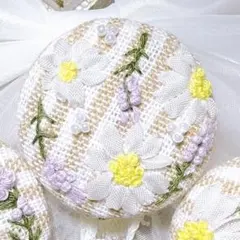 12色から選べるリボン刺繍ヘアゴム￤ブローチにも♡くるみボタン【ボタニカル③】
