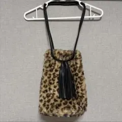 レオパード柄 ファー ショルダーバッグ タッセル付き ヒョウ柄