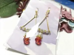 No.81 ガラスビーズとコットンパール風のピアス