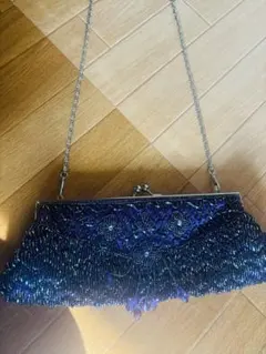 ビーズ装飾 紫色 クラッチバッグ パーティーバッグ ショルダー