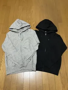 ユニクロ スウェット フルジップ パーカ Sサイズ ブラック グレー 2着セット