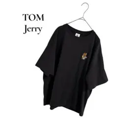 TOM Jerry トムとジェリー 半袖 Tシャツ L ブラック 刺繍