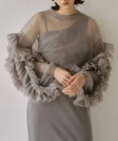 【新品】ボリューム袖 レアデザイン　Volume tulle set dresのサムネイル