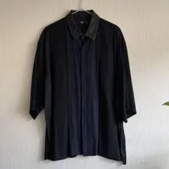 【試着のみ】　HARE レザークレリックシャツ　ブラック　09 Sサイズのサムネイル