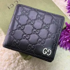 【現行品　美品】GUCCI グッチ　シマ　ドリアン　二つ折り　財布　ブラックのサムネイル