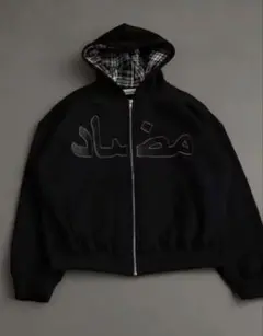 ジップフーディーブラックMサイズ アラビア語ロゴ