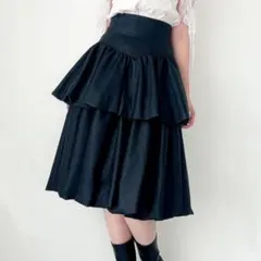 【ダズリン】ティアード バルーン ミディスカート ブラック