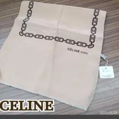 CÉLINE シルクスカーフ ベージュブラウン チェーンパターンタグ付 未使用