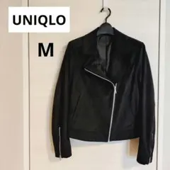 【UNIQLO】М ライダースジャケット ブルゾン ブラック スエード風 ダブル