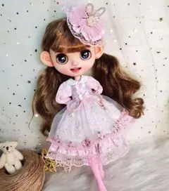 アイシードール衣装洋服　うさ耳ピンクドレス　ハンドメイド送料無料のサムネイル