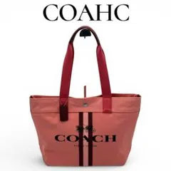 COACH トートウィズストラップ ピンク キャンバス A4 自立