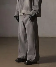 GRANCY ジップデザイン バギーデニム パンツ　Sサイズ　グレー