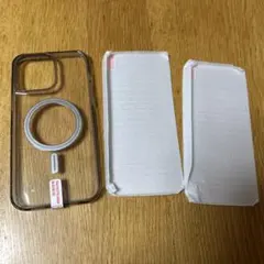 iPhone 14 Pro Max ケース クリア ガラスフィルム2枚付き