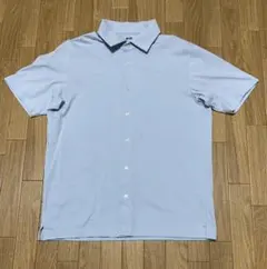 ユニクロ　エアリズムコットンフルオープンポロシャツ　水色　M