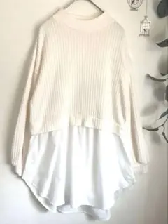 Lax Dan Tia♡プリーツ レイヤード プルオーバー ドッキング トップス