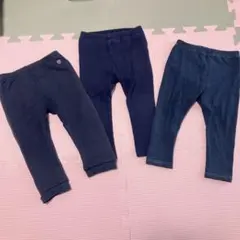 ミキハウス ・ユニクロ・あかちゃ本舗 ネイビー レギンス 3点セット
