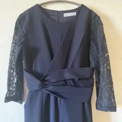 ネイビー レース袖 パンツスーツ オケージョン