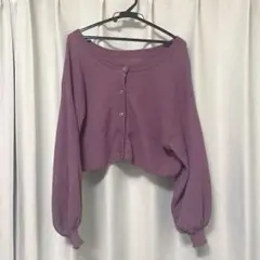 RETRO GIRL カーディガン　ニット　ショート丈　パープル