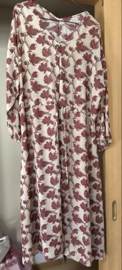 【限定値下】花柄長袖シャツワンピース