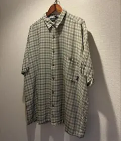 豆*ー様 Patagonia 半袖チェックシャツ M ライトブルー 古着 アウト