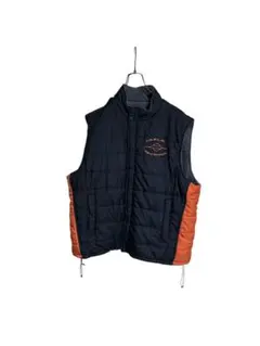 【希少】HARLEY-DAVIDSON キルティングベスト ブラック/オレンジのサムネイル