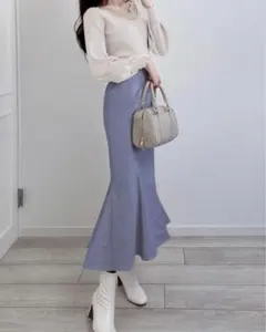 GRL ハイウエストマーメイドツイルスカート[rut850]ブルー スナ系 秋冬