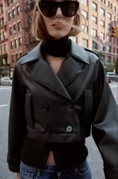 ZARA フェイクレザートレンチコート XSサイズ