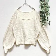 earth music&ecology☆ケーブルニット☆Ｍ☆クリーム☆ふんわり袖