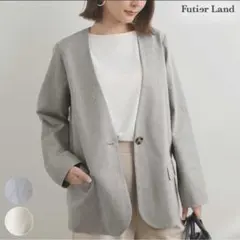 アウター レディース ノーカラージャケット 秋物