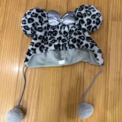 希少品ファンキャップ ヒョウ柄 レオパード グレー リボン ディズニー ミニー