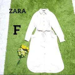 【ザラ】コート　F　ベージュ　トレンチ　ウエストリボン　カジュアル