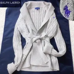 値下げ中4 ラルフローレン ケーブルニット ショールカラー カーディガン ベルト