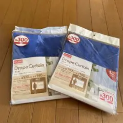 DAISO ドレープカーテン 青 100cm×140cm 1枚入×2セット