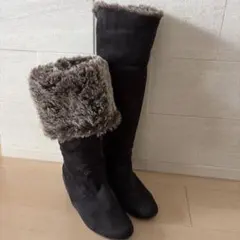 ジルスチュアート膝上ロングファーブーツ　サイズL 38 24.5cm USED