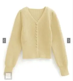 【新品】GRL Vネックリブニットカーディガン［an1682］イエロー