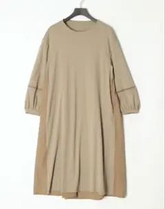 ベージュ バルーン袖 ロングワンピース9500円の品