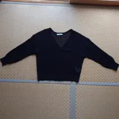THE SHOP TK 黒 Vネック 長袖カーディガン Mのサムネイル