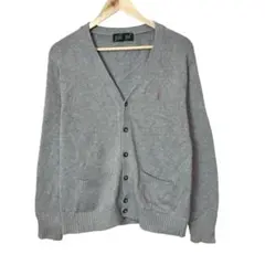 EAST BOY イーストボーイ　コットンニットカーディガン　刺繍ロゴ　Vネック