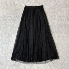 グレイル　未使用タグ付き　ラインストーンチュールスカート　ウエスト一部ゴム　黒