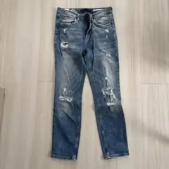 ZARA ダメージ加工 デニムパンツ ライトブルー