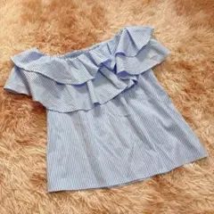 セシルマクビー （M）オフショルブラウス ストライプ 2WAY 平成ギャル