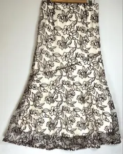 GRL 花柄刺繍 チュール ロングスカート L マーメイド